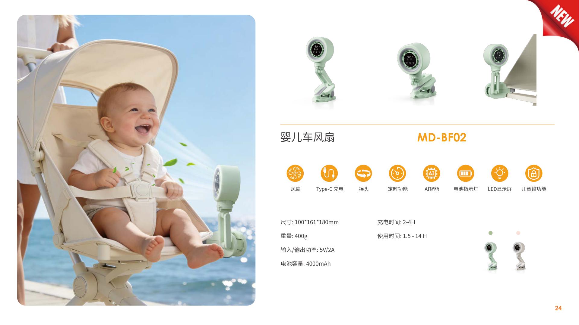 AI Smart Stroller Fan